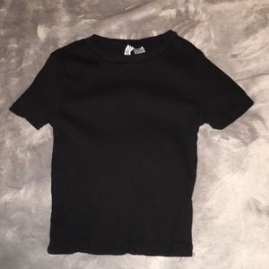 a black ribbed top